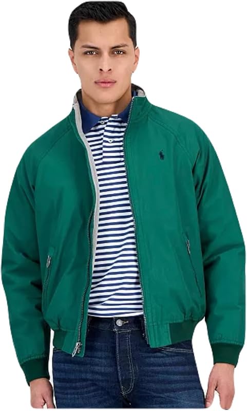 Men's Raglan Sleeve Fleece Lined Jacket, Green, Large
