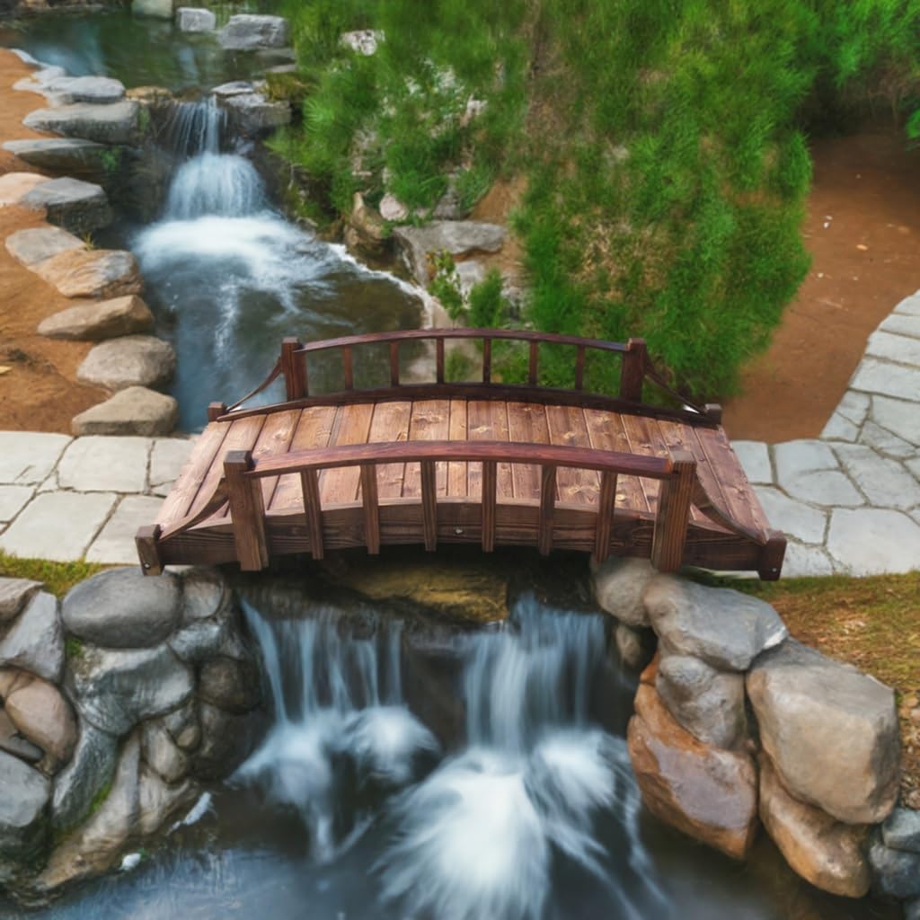 SamsGazebos Country Wood Garden Bridge, 6', Brown