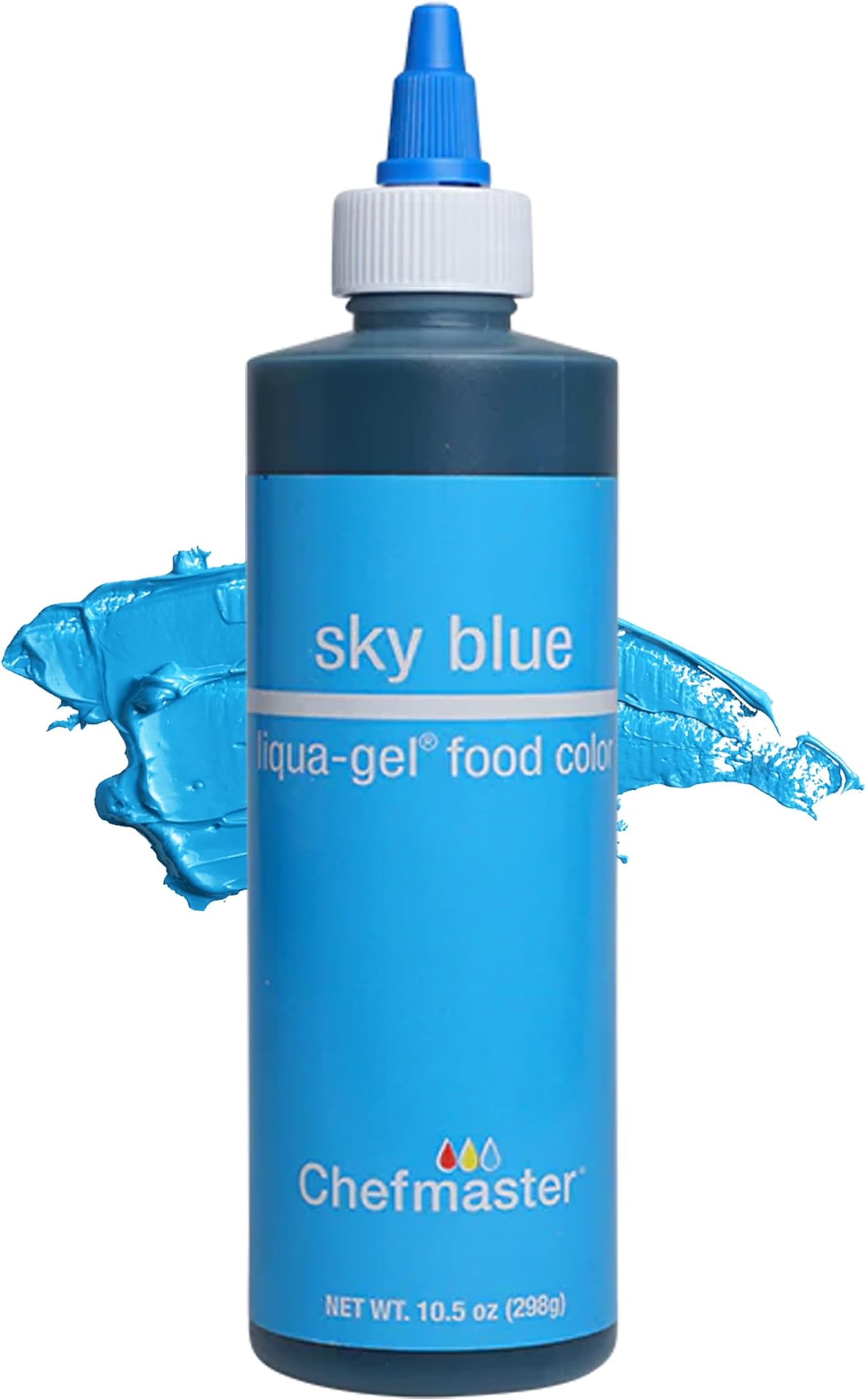 Chefmaster Sky Blue Liqua-Gel® Food Coloring | Vibrant Color | Professional-Grade Dye for Icing, Frosting, Fondant | Baking & Decorating | Fade-Resistant | Easy-to-Use | Made in USA | 10.5 oz
