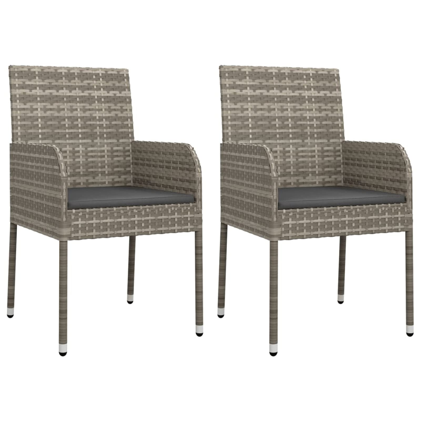 Set Comedor de jardín 3 Piezas con Cojines Mesa y sillas terraza Exterior Garden Furniture Muebles Jardin Conjunto Mesa y sillas Jardin ratán sintético Gris - 3185017