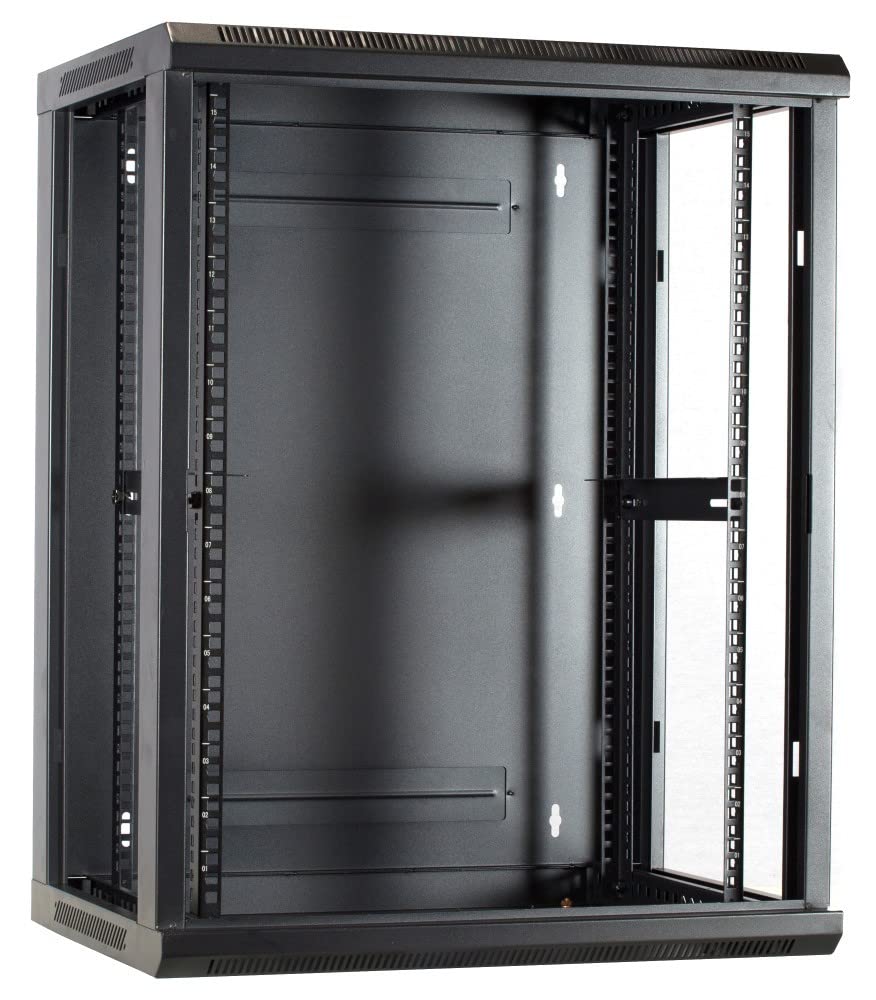 Baie Murale 15U Non assemblée avec Porte en Verre 600x450x770mm - Noir