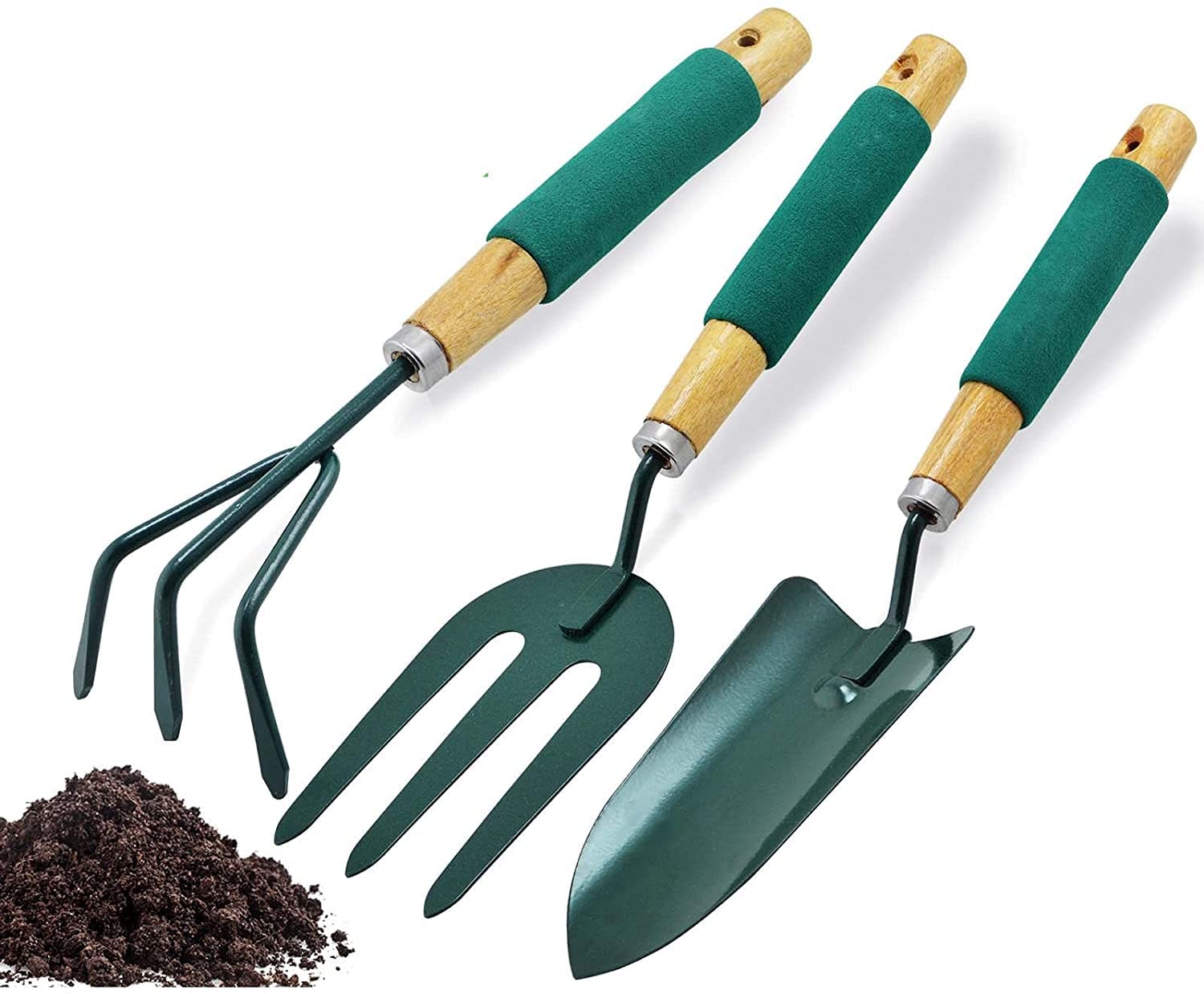 SYGA 3Pcs Small Garden Tools Set Heavy Duty 1Garden Hands Shovel Trowel 1Claw Rake 1 Plants Fork with Ergonomic Wooden Handle Metal Bonsai Tool Kit for Transplanting and Digging (B09QGK2TCY) Amazon Price History, Amazon Price Tracker