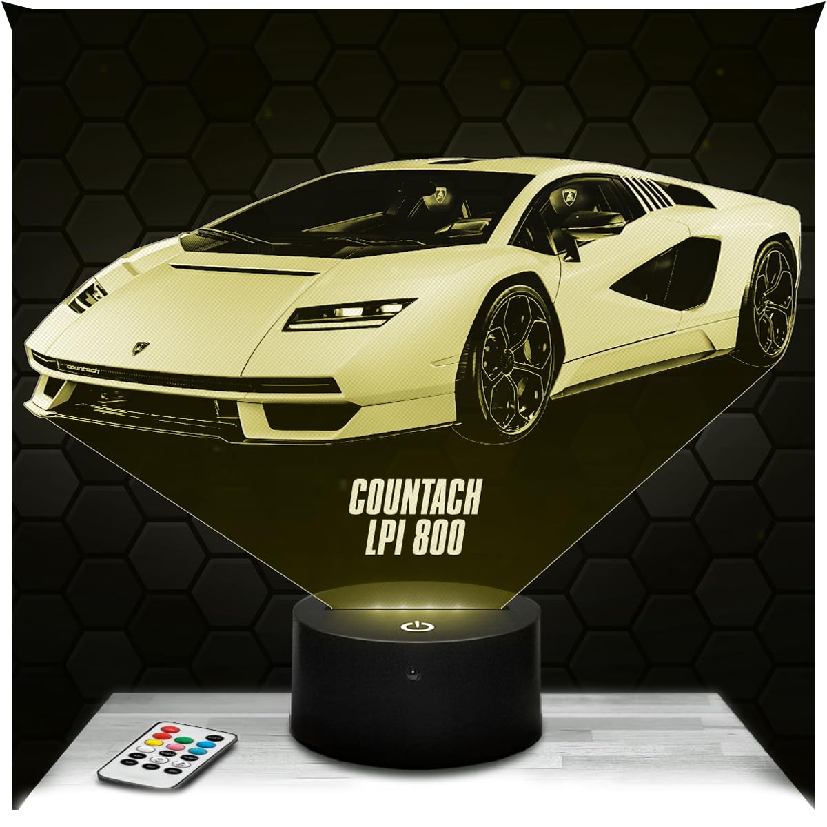 Lampephoto.fr - Car LPI 800 Supercar 3D Lamp, Night Light 3D LED Illusion Lamp, Miniature Decoration Collection, Gift idea for Car Fan, Night Light for Children's Bedroom, Gift idea for Boys