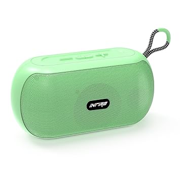 iNFiRe Groove 8W Bluetooth Speaker Wireless | High-Powered Sound, Up to 14 Hours Playback, Bluetooth 5.4, FM Radio, TF Card Slot, USB/BT Connectivity and TWS Function (Black) (Green)
