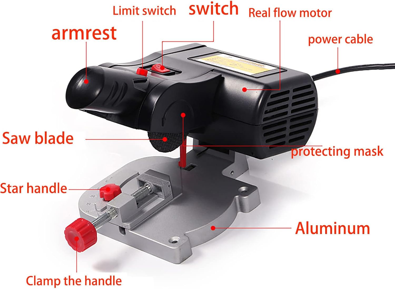 Mini Bench Top Cut-Off Miter Saw,Max 45 Degree Cutting,for Metal Wood Working Crafts Miniatures Plastic Compound Cutter