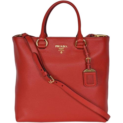Prada Tote Bag Handbag For Women - Women's Red Vitello Phenix Leather Shopping Tote Handbag 1BG865 Bags For Women