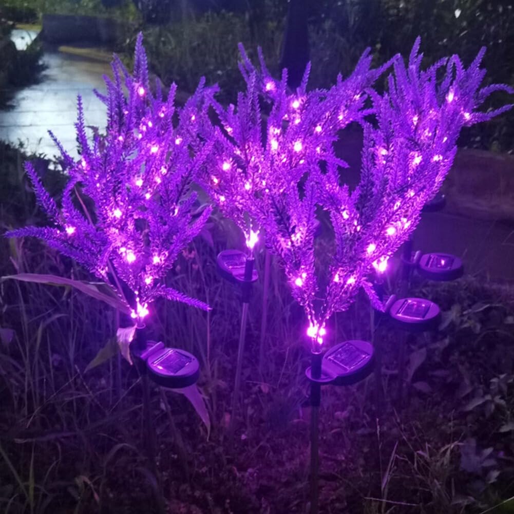 enjoydeal Solar Lavender Lights,Waterproof LED Garden Decorative Flower Stake Light for Outdoor Garden, Patio, Yard (Purple,2)
