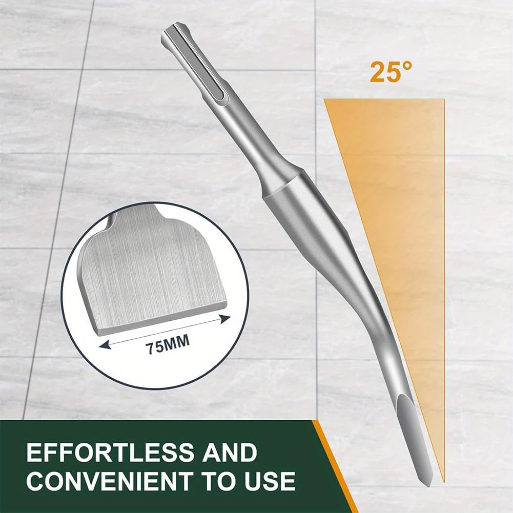 Chisel Bits,Floor Tiles 3Inch Wide for Drills,Tools Chisel Set Metal End,Tile Remover Tool,Grout Scraper Angled Bent,Bolster Chisel,for Ceramics, Floor Tiles, Masonry & Concrete(165 x 75mm)