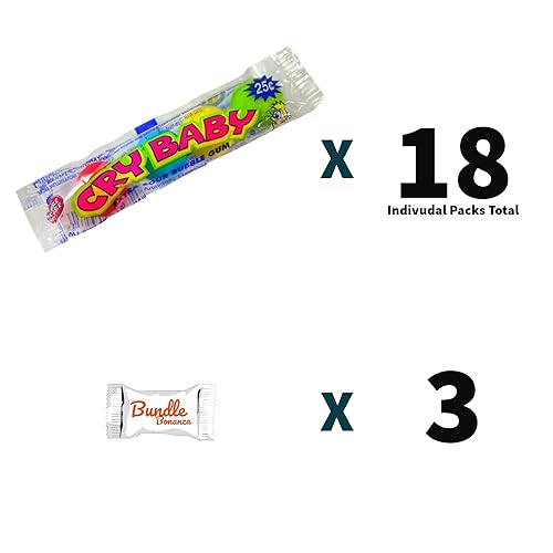 Miniatura 2 de Cry Baby Extra Sour Bubble Gum, 4 tubos (paquete de 18) con paquete Bonanza Candy