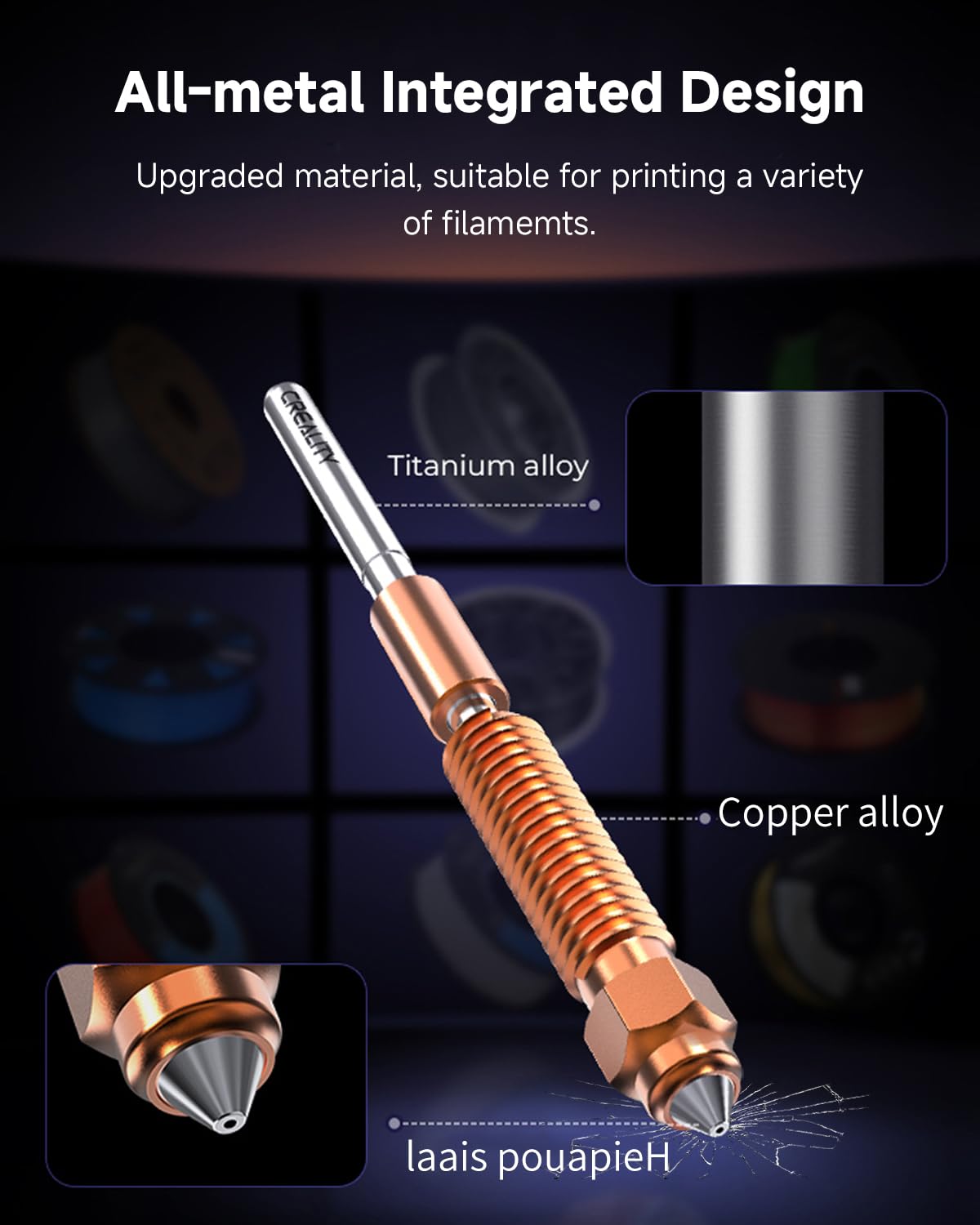 Creality Boquilla oficial K1C, Unicorn Quick-Swap de 0,4 mm, 0,6 mm, 0,8 mm, kit de 4 boquillas de aleación de cobre y acero endurecido para impresora 3D K1 SE, Ender 3 V3, Ender 3 V3 Plus