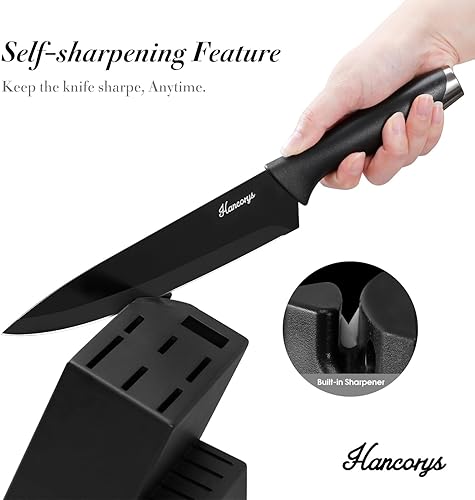 Vista 3 de Juego de cuchillos para cocina con bloque, juego de cuchillos de chef de 15 piezas con autoafilado, cuchillas de revestimiento de cerámica