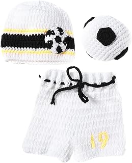 Abaodam 3 Pçs Terno De Foto De Futebol Recém-Nascido Roupa De Esportes Roupas Infantis Roupas De Meninos Roupas De Bebê Mensal Adereços De Foto Adereços De Bebê Roupa De Fotografia