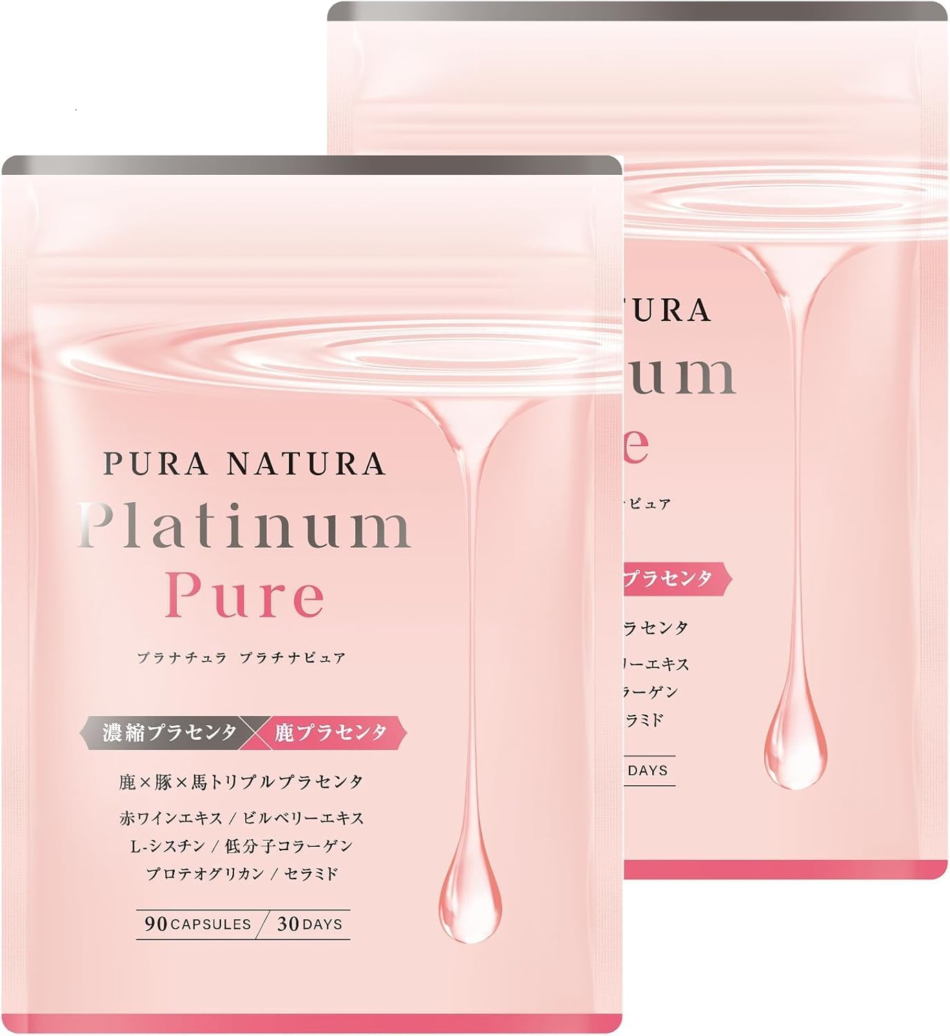 Placenta, 50x Concentrate, 495,000 mg/bag, PURANATURA Platinum Pure Ultra Low Molecule, Collagen, Hyaluronic Acid, Ceramide, Eslatin, Proteoglycan, Aloe, Rich Beauty Ingredient, Deer