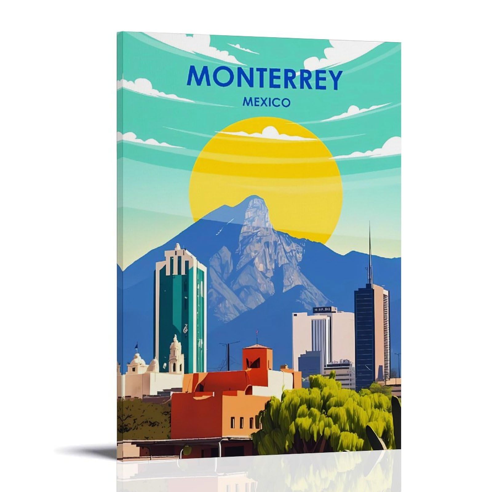 EZMLFA Diamond Art Kits Adults,Monterrey Mexico,5D Dimond Picture, Crystal Gem Art Crafts for Boys Girls, DIY Mosaic Creations Set for Home Decor 40x40cm
