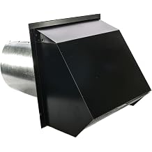RDP Hooded Wall Vent with Spring Loaded Damper and Screen - 3 Inch, Black