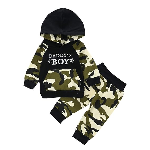 Buy Hopscotch Baby Boys Cotton and Polyester Camouflage Print Top And Pant Set in Black Color