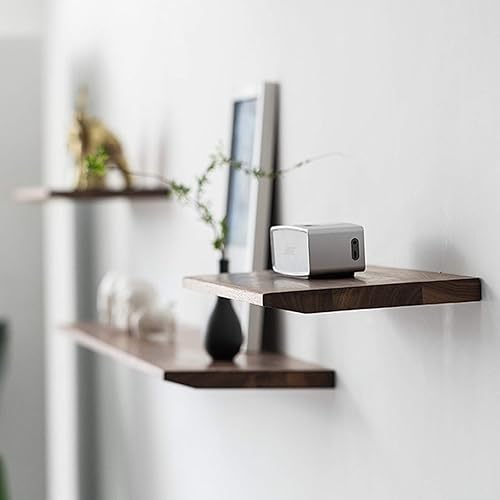 Miniatura 4 de Great dreamer Estante flotante rústico de madera de nogal rústico con estante invisible para almacenamiento de paneles de yeso, estantes flotantes