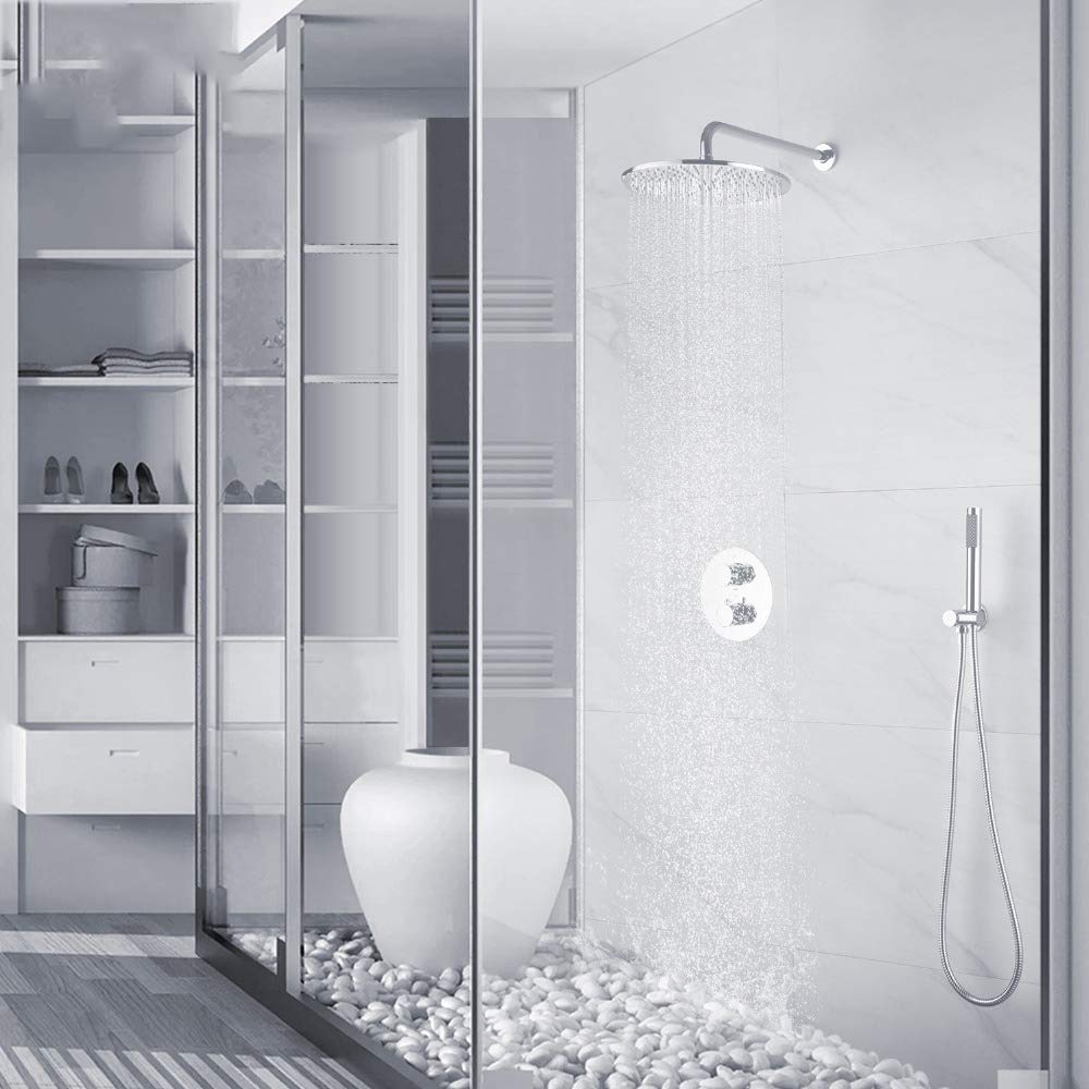 Grifo Mezclador baño termostático Doble 10 Pulgadas o 8 Pulgadas, Juego Ducha latón, 8 Pulgadas
