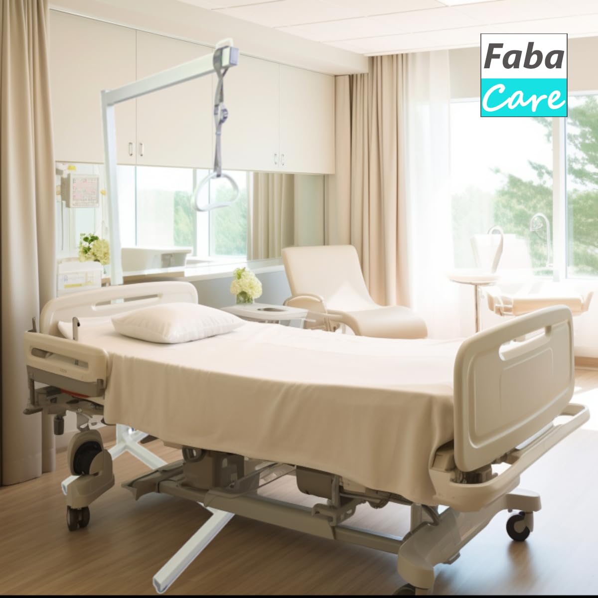 FabaCare Bettgalgen mit Trapezgriff, Mobile Aufstehhilfe, Aufrichthilfe für Bett, verstellbare Griffhöhe, Bettgriff, Bettaufrichter bis 100 kg