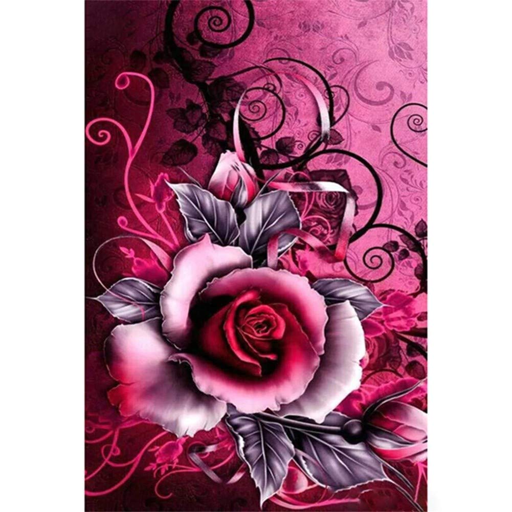 Peinture diamant rose rouge 70x90cm anti-stress loisir DIY