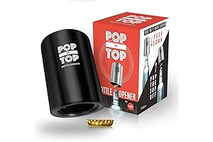 Pop-the-Top Beer Bottle Opener (Black) - Effortless Push-Down Pop-Off Bottle Opener