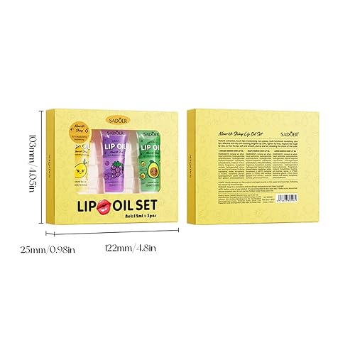 3pcs Hydrating Lip Oil Set, Fruit-Flavored Lip Plumping, No-Sticky Lip Balm Care, Transparent Moisturizing Lip Gloss for Lip Treatment and Dry Lips
