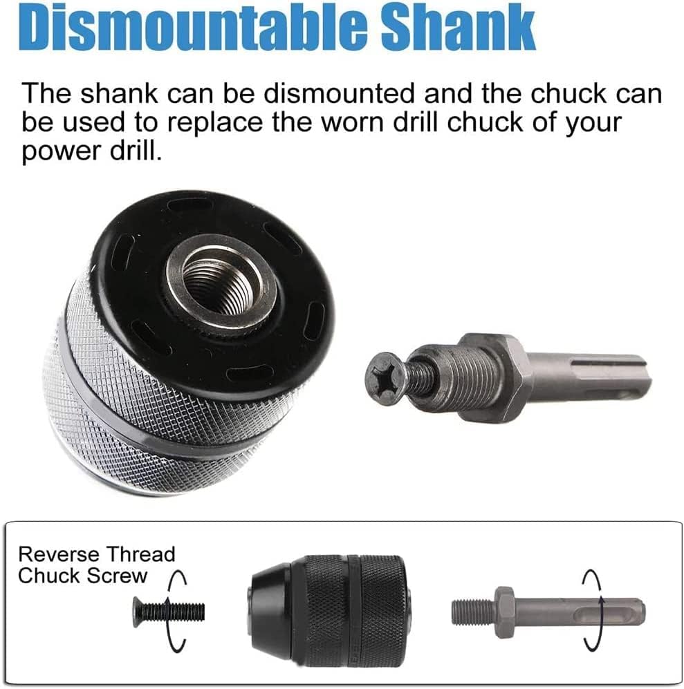 Miniatura 3 de Auniwaig Adaptador de portabrocas de 12 pulgada, destornillador sin llave, herramienta de conversión de convertidor de taladro, adaptador de