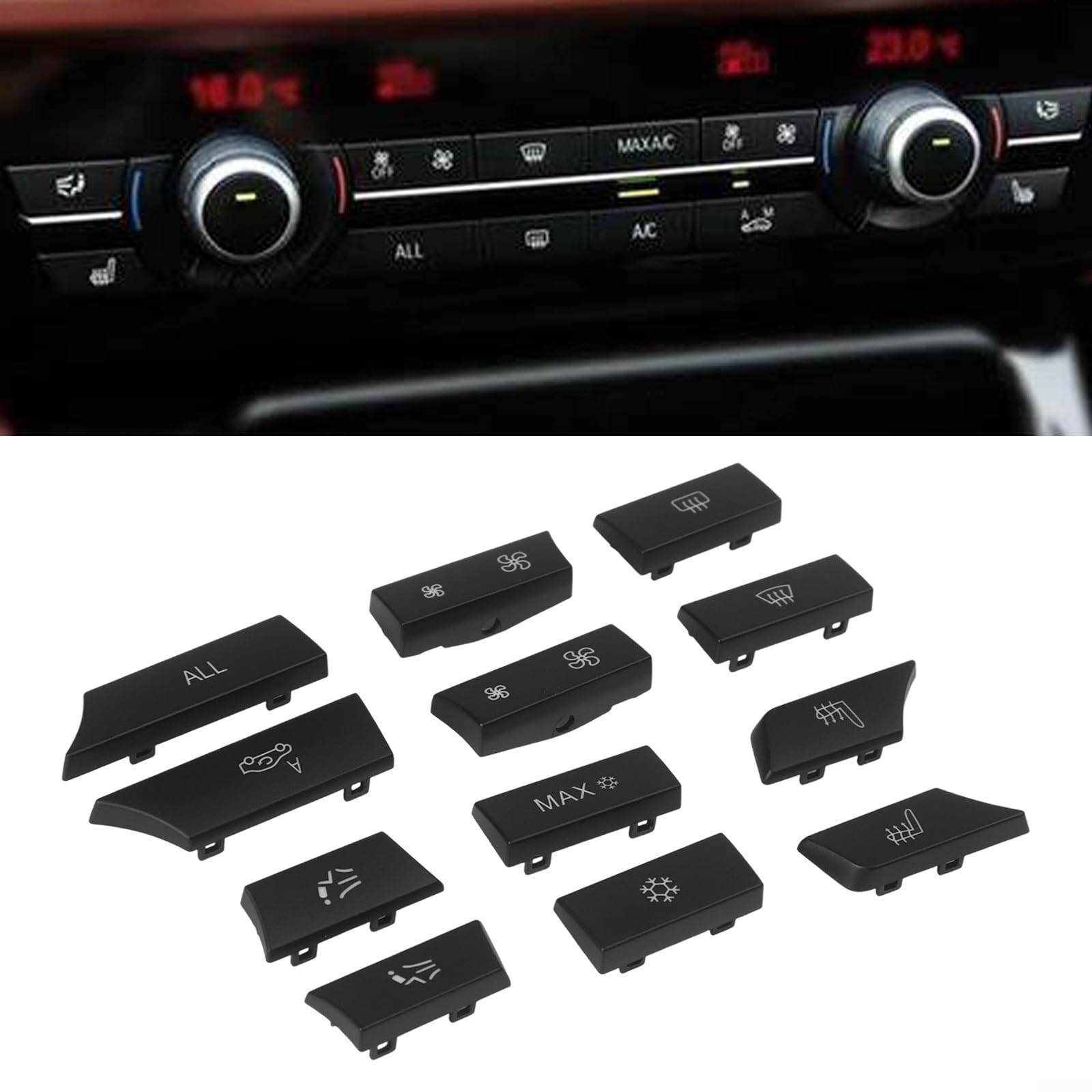 Compatibile con BMW Serie 5 F07 F10 F11 Serie 6 F06 F12 F13 Serie 7 F01 F02 F03 F04 Interruttore di Controllo Riscaldamento AC Set Nero 12 Pezzi
