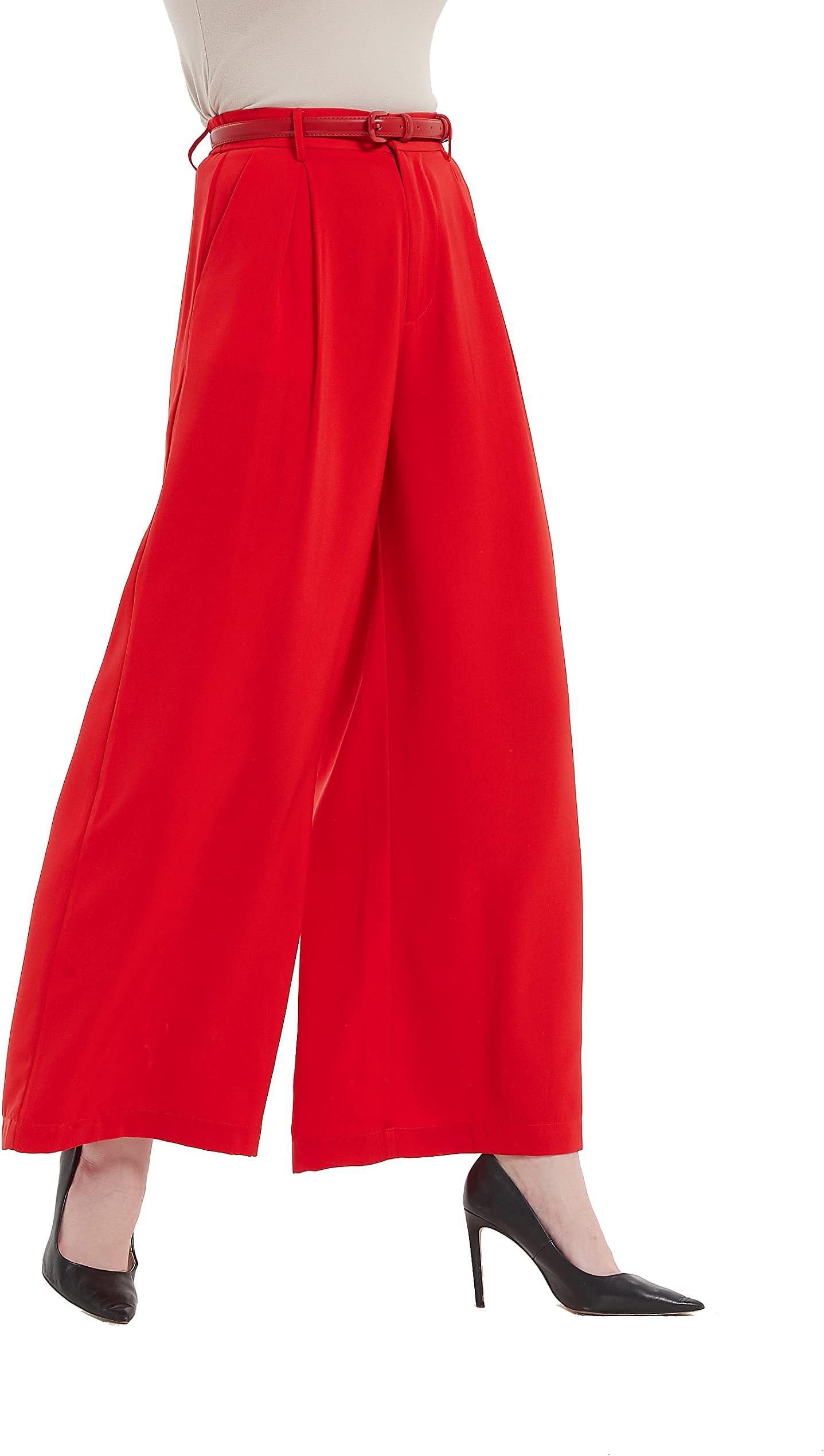 Tronjori Women High Waist Casual Wide Leg Long Palazzo Pants Trousers Regular Size