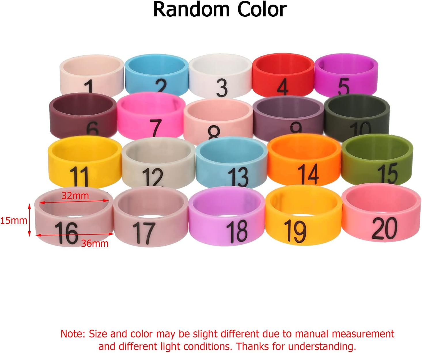 20 PCS Microphone d ID Rings Number 1 to 20 Multicolor Soft Ring for Distinguishing Different Microphones (Random Color)