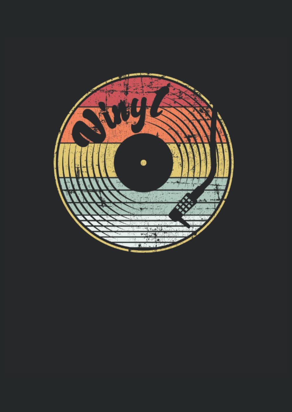 Audio Disco de Vinilo Retro Grunge: Cuaderno de líneas forrado, DIN A4 (21 x 29,7 cm), 120 páginas, papel color crema, cubierta mate