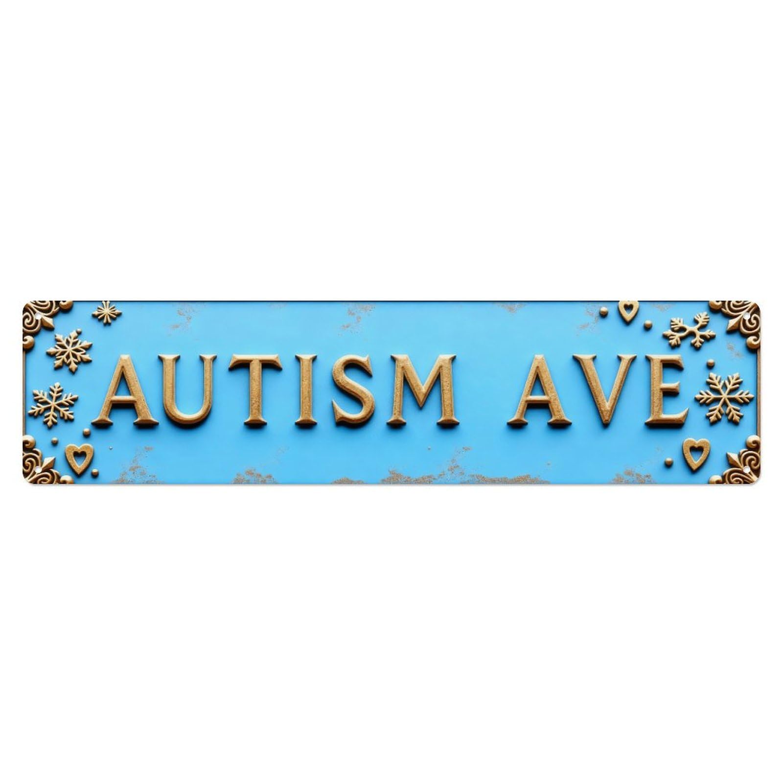 Autism Ave Snowflake Heart Pattern Metal Tin Sign Plaque