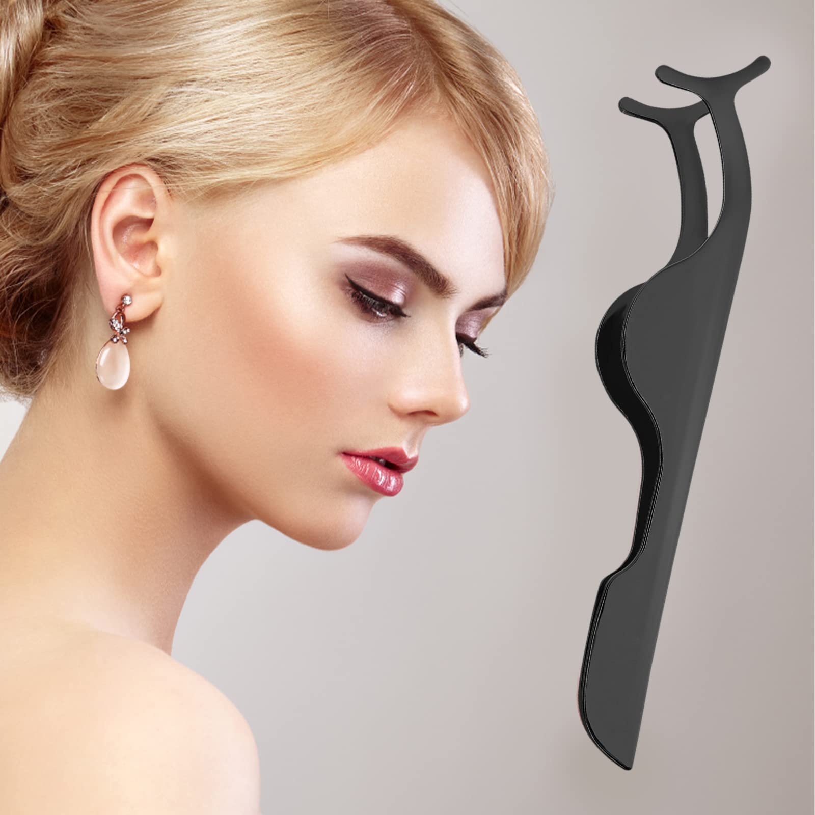 Sibba Pinzas de Pestañas Postizas 1 Pieza de Extensión de Pestañas de Volumen Herramienta Aplicadora deAgarre Antideslizante Herramientas de Soporte Maquillaje de Ojos Clip de Punta Curvada