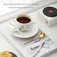 Vista 2 de Taza de cerámica, taza de té, taza de café, lindas tazas de café, juego de tazas de café, taza de capuchino, taza de té y platillo, calcomanía