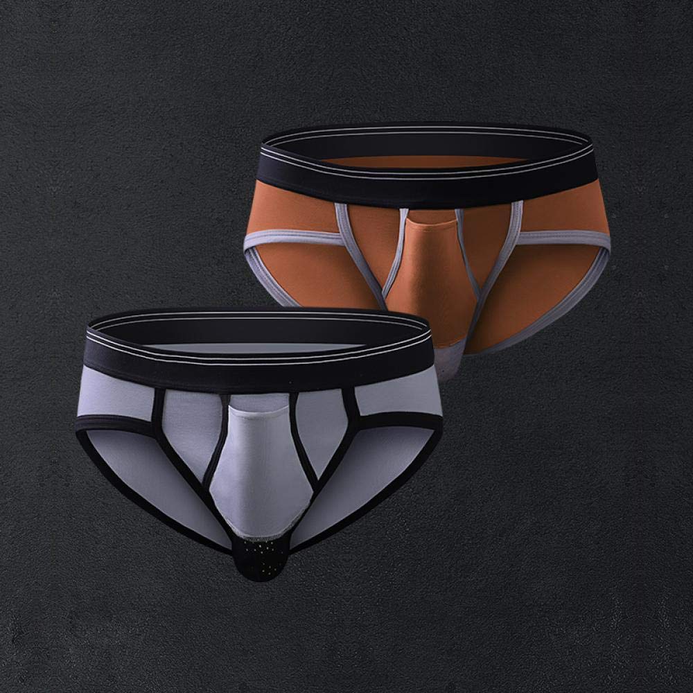 Gun Bomb Separation Sexy Triangle Pants Men's Panties Scrotum Bag Curled Up Underpants, 2 Pieces L 银色+棕色