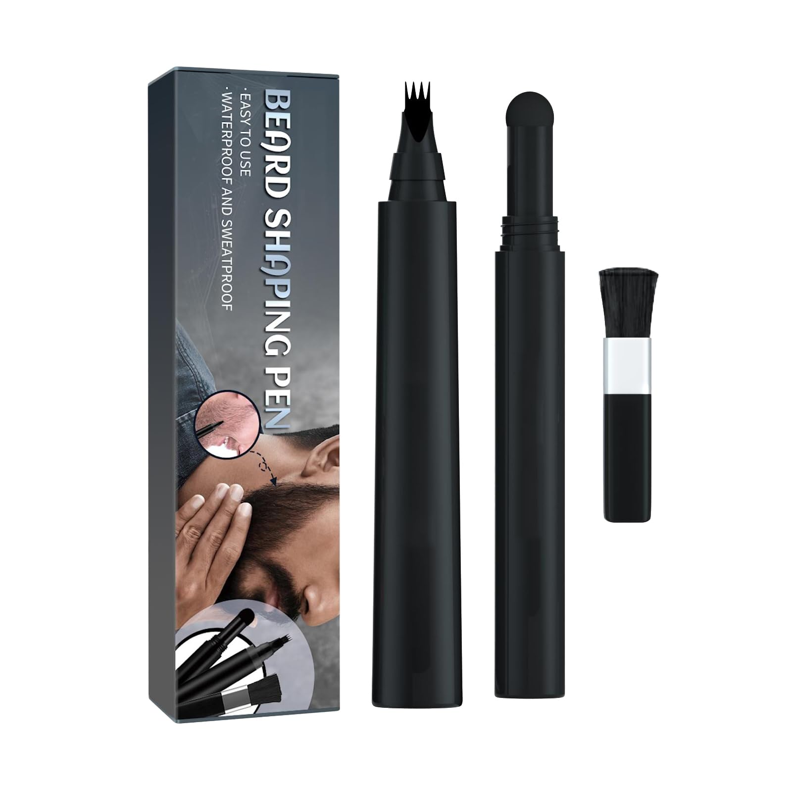 Set di penne stilografiche per barba, set di penne stilografiche per barba, matita, facile da riempire e definire la barba con penna per addensare la barba, kit per baffi e sopracciglia
