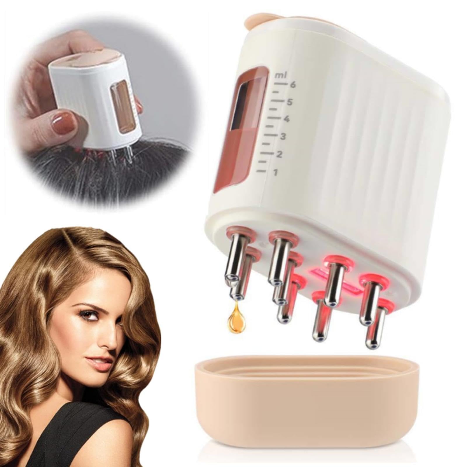 Opossum - Aplicador eléctrico de aceite para el cabello con luz roja, aplicador de aceite capilar Silkstream, peine aplicador de aceite para el cabello y masajeador de cuero cabelludo 2 en 1,