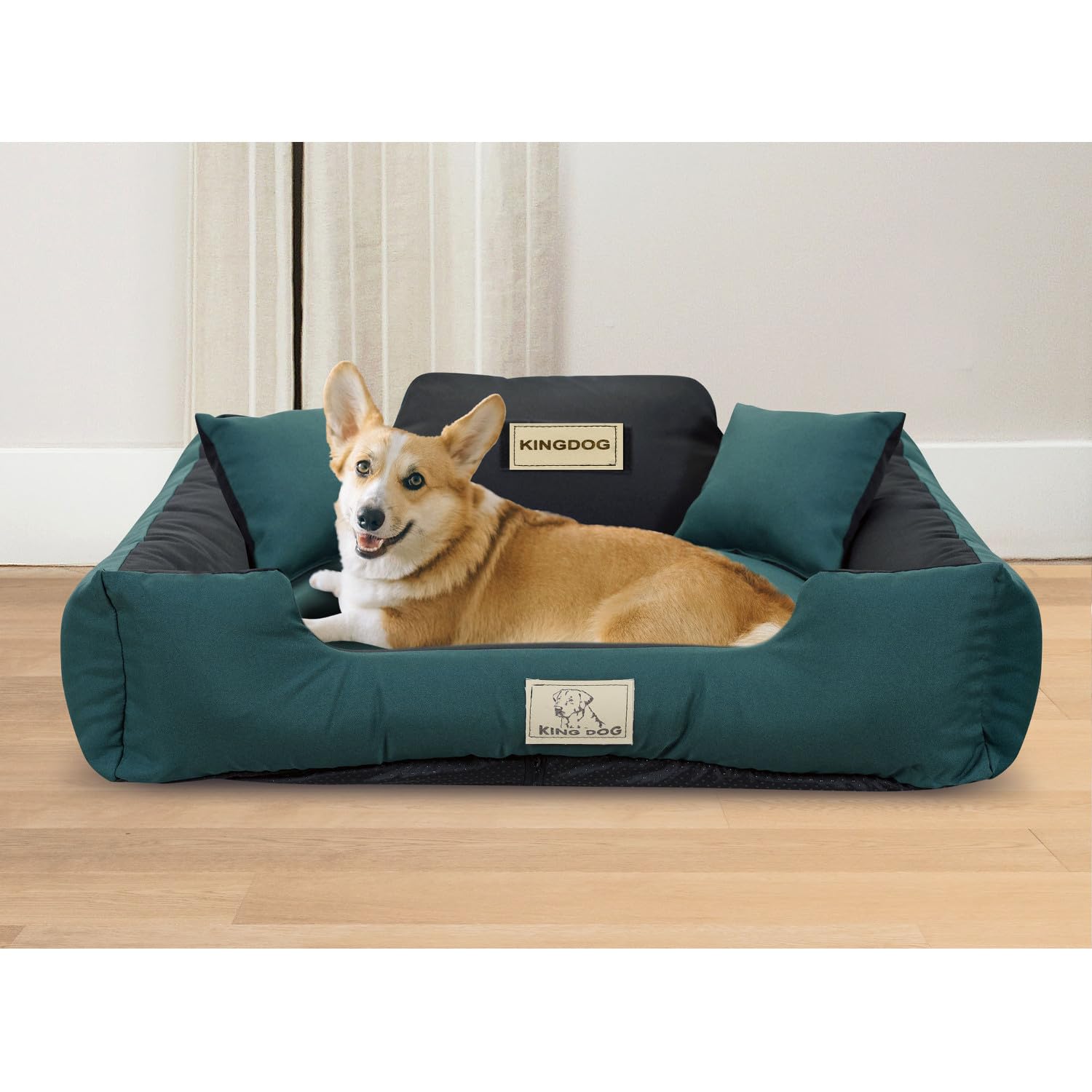 KingDog Cama antideslizante para perros con cremallera de Panamá Stretch MM43, cama para mascotas, desmontable y lavable, 100% poliéster, peso: 160 g/m2 (dimensiones exteriores: 75 x 65 cm/dimensiones