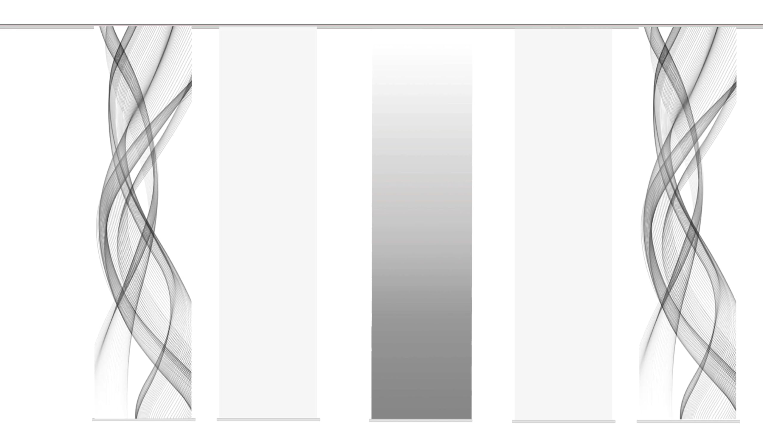 Home Fashion Schiebegardine FERROL Grau/Multicolor, 245x60cm, Zubehör, Blickdicht, Farbe:grau, Größe:245 x 60 cm, Anzahl:5er Set (2X, 2X, 1x)