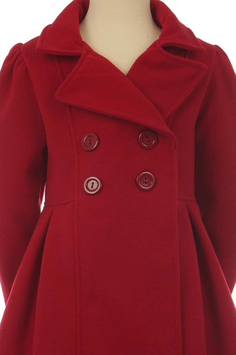 BluNight Collection Girls Dress Coat Long Sleeve Button Pocket Long Winter Coat Outerwear 2-14: Clothing, Shoes & Jewelry