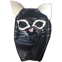 Latex Cat Face Hood Masks,Handmade Rubber Hooded for Men Women