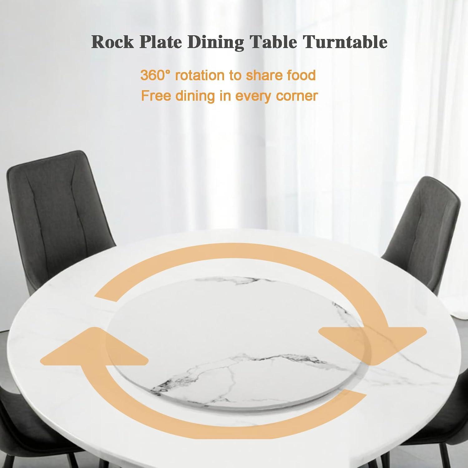 Lazy Susan Turntable - 360° Marbling Silent Rotating Anti-Slip Serving Tray, Heavy Duty Centerpiece for Kitchen, Dining & Coffee Table, Spinning Food Server Organizer Party＆Non-Slip Base