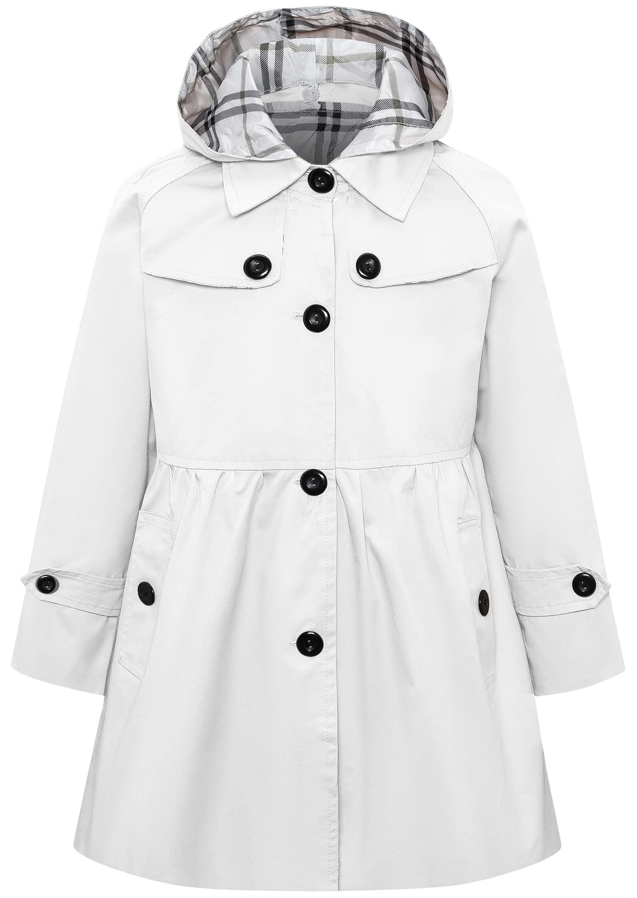 Betusline Girl's Single Breasted Trench Coat Hooded Dress Coat Outerwear