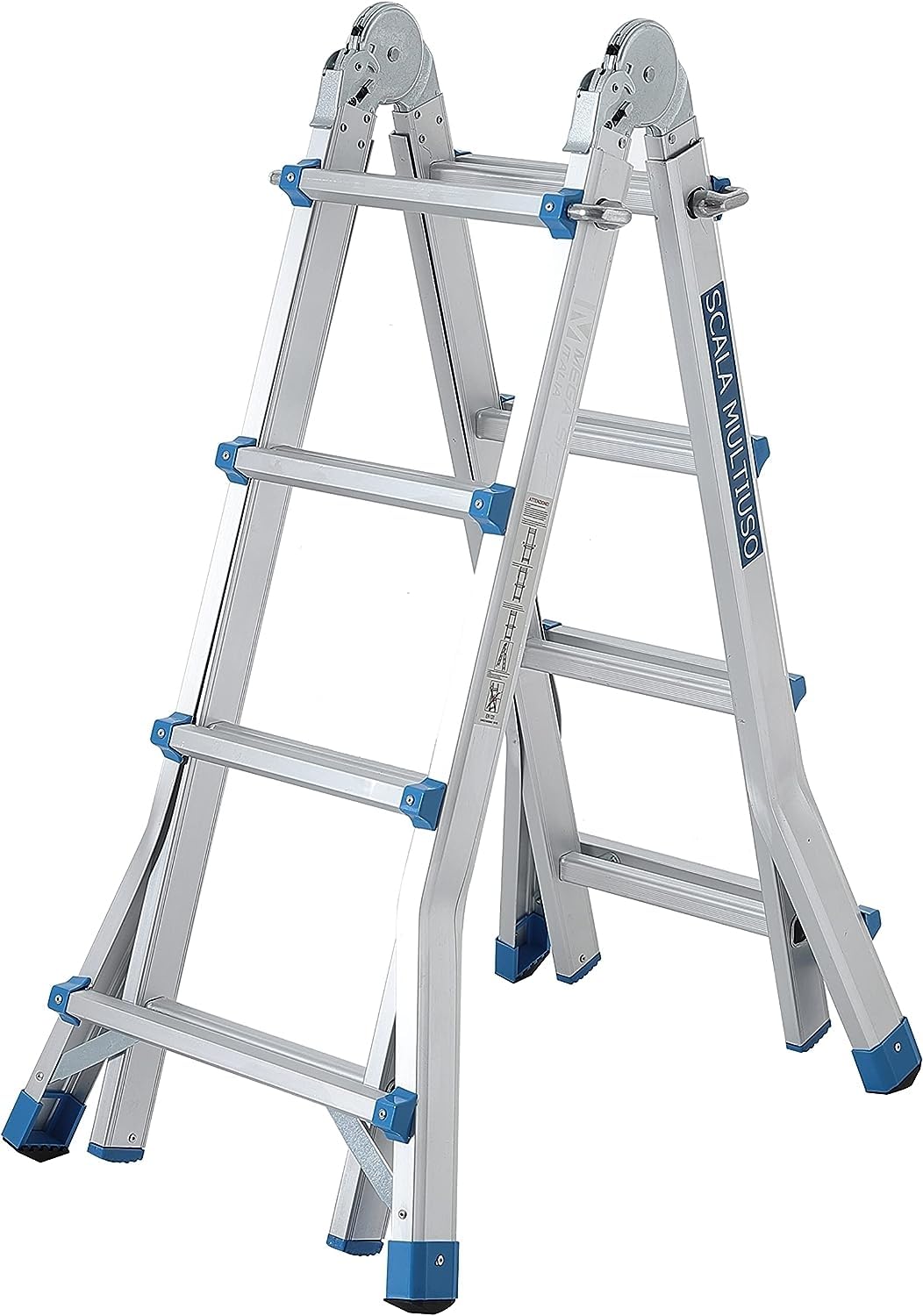 Scala telescopica in alluminio 3.98 MT Leggera 4x4 Multiuso Multifunzione Pieghevole a Libretto