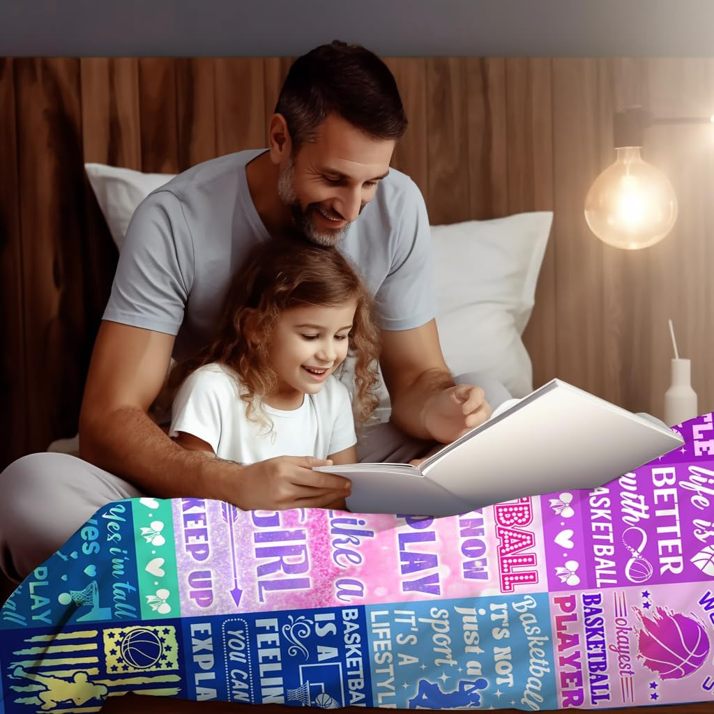 Basketball Blanket Gifts for Girls Women Flannel Basketball Throw Blankets Sport Ball Basketball Accessories Gifts for Basketball Team Coach Basketball Lover Kids Adults 80"X60"