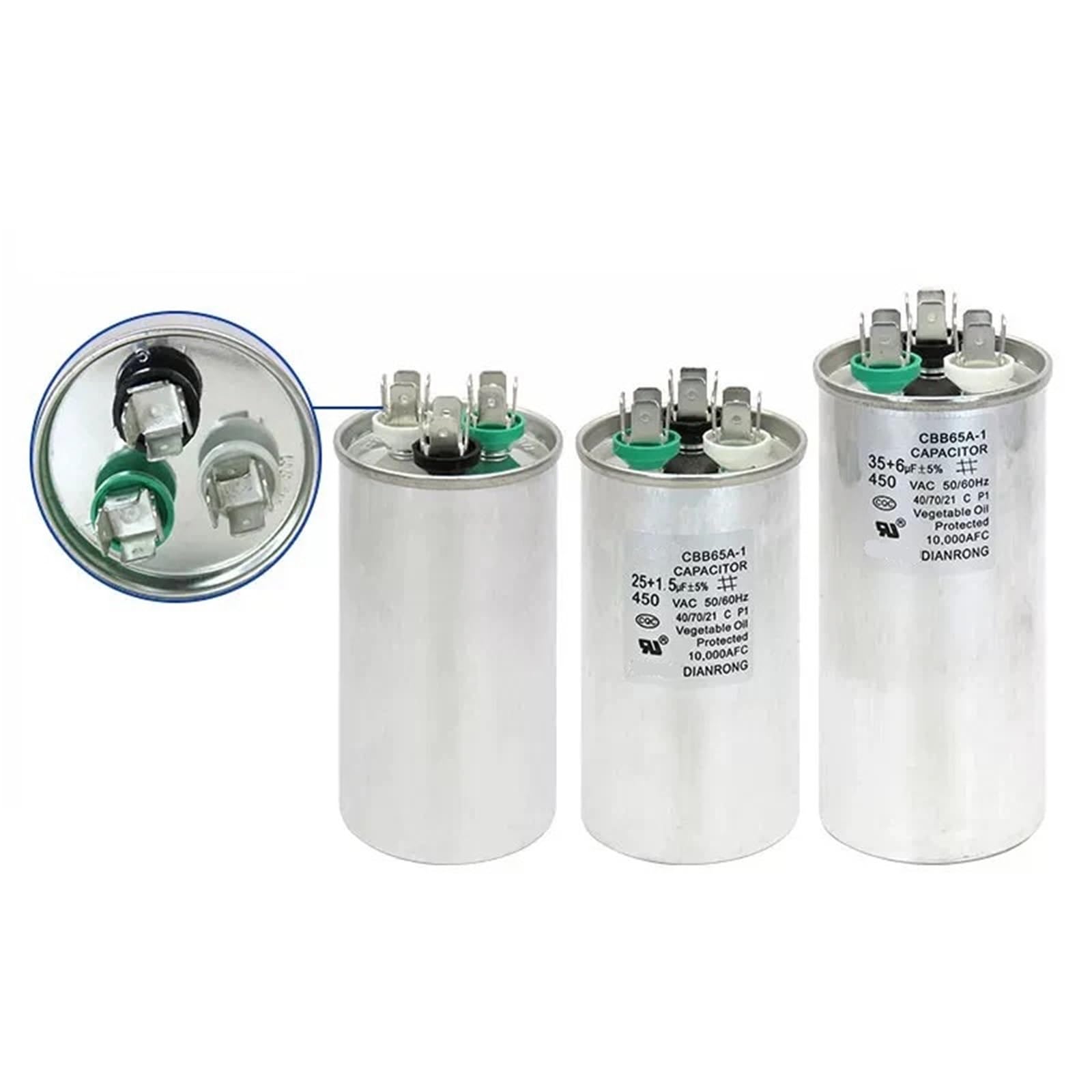 1 condensador de aire acondicionado CBB65A-1 LG1P 1,5P 25+1,5 UF 25+2 UF 30+3 UF 35+2,5 UF condensador de compresor de aire acondicionado(30UF 6UF)