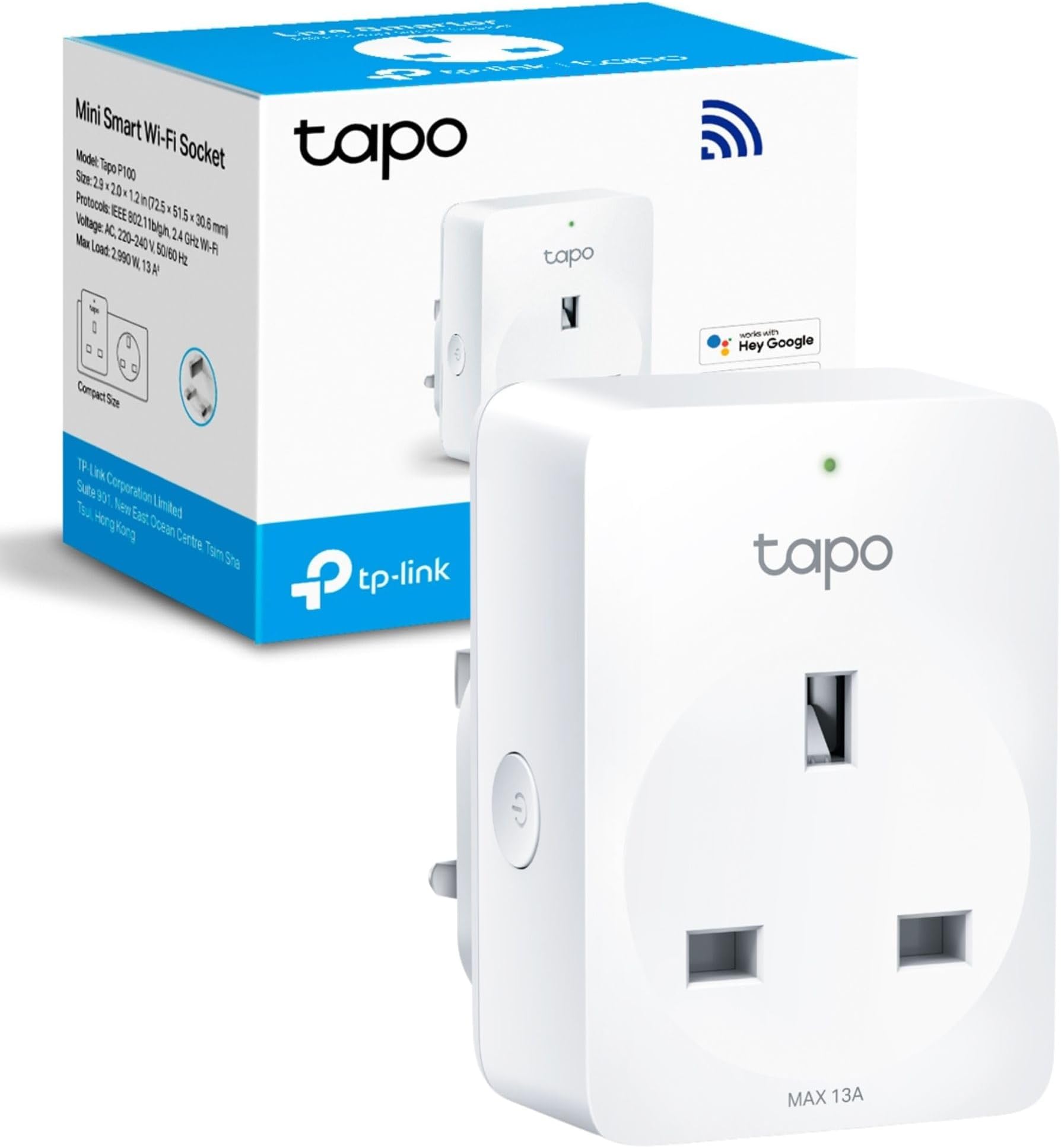 Tapo Tp-Link Smart Plug Wi-Fi Outlet, Works With Amazon Alexa (Echo And Echo Dot), Google Home, Wireless Smart Socket, Device Sharing, Without Energy Monitoring, No Hub Required ( P100)