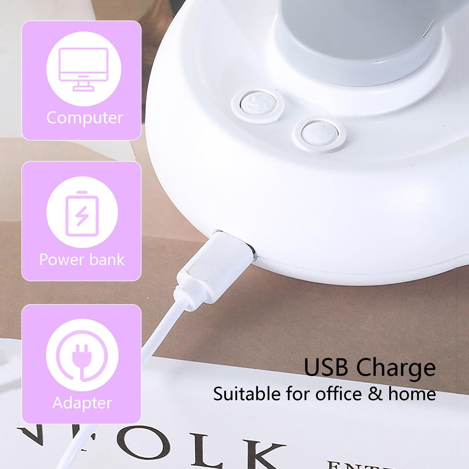 Ventilatore da tavolo portatile ricaricabile tramite USB, mini ventilatore oscillante con forte flusso d'aria, raffreddamento ultra silenzioso a 3 velocità, per casa ed esterni, design compatto (rosa)