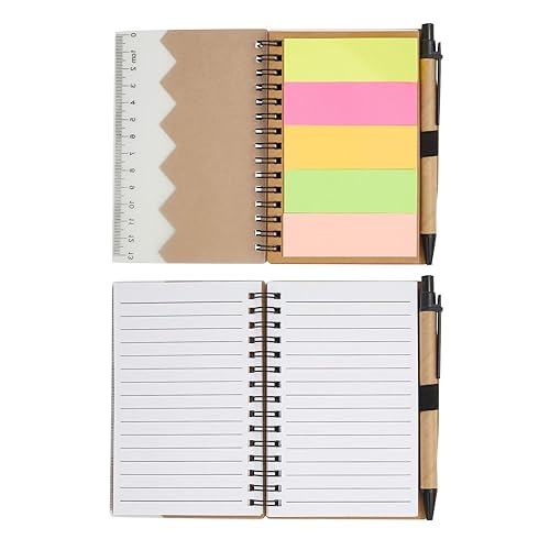 Miniatura 9 de Juvale School Supplies Pocket Notebook & Pen - 4 x 5.5 in, Brown Cover, 6-Pack - Lined Mini Notepad Spiral Journal with Elastic Pen Holder - 65 Tabs