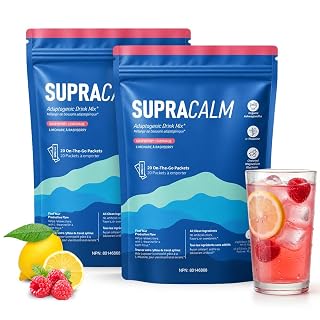 New SuperCalm Cortisol Drink Mix-Calm Magnesium Drink Mix with L-Theanine, Vitamin D & Ashwagandha – Raspberry Lemonade Relaxation Powder for Daily Wellness (2 Pack) - Amazon product rated Grade A